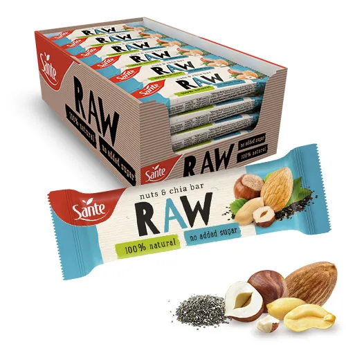 RAW Baton Owocowy Orzech & Chia 35g - zestaw 36 sztuk