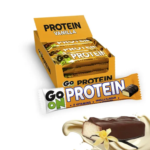 Baton proteinowy 20% GO ON waniliowy 50g - Zestaw 24 sztuk