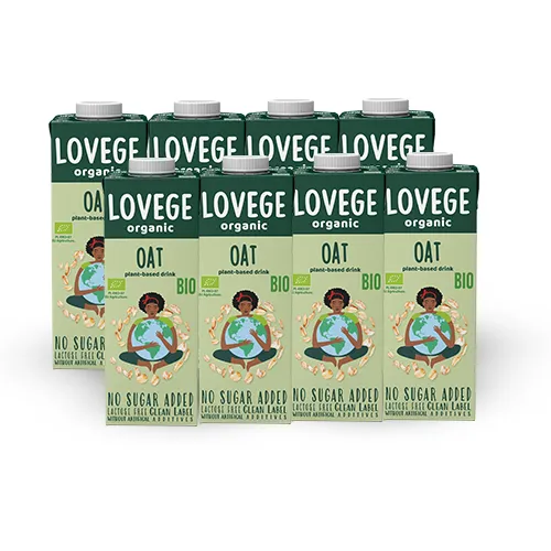 Napój Lovege Organic Owsiany Bez Dodatku Cukru 1l - zestaw 8 sztuk