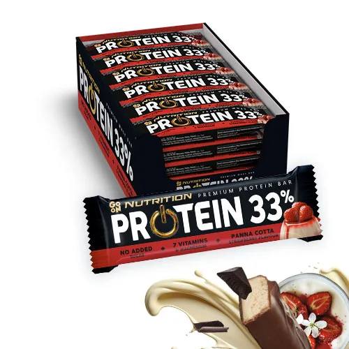 Baton proteinowy 33% panna cotta & truskawka 50g - zestaw 25 sztuk