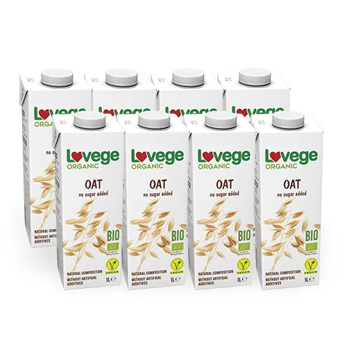 Napój Lovege Organic Owsiany Bez Dodatku Cukru 1l - zestaw 8 sztuk