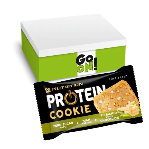 Go On Nutrition Ciastko Proteinowe Pistacjowe z Białą Czekoladą 50g - zestaw 18 sztuk