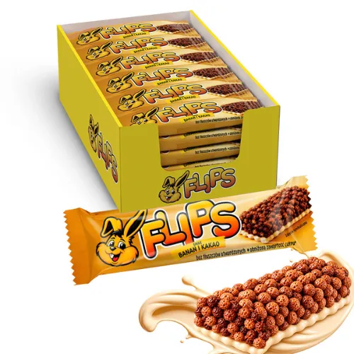 Flips Baton o Smaku  Banan-Kakao 25g - zestaw 24 sztuki