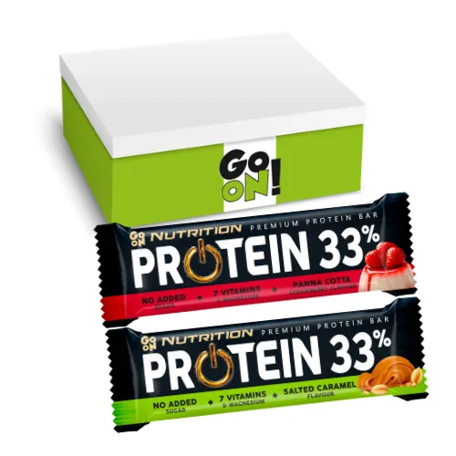 Go On Nutrition Protein Bar 33% Panna Cotta, Salted Caramel 50g MIX - zestaw 24 sztuki
