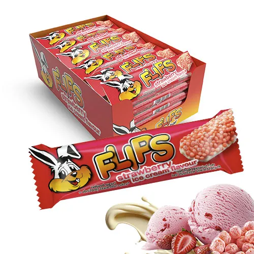 Flips Baton o Smaku Lodów Truskawkowych 23g - zestaw 24 sztuki