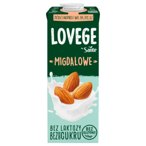 Napój Lovege Migdałowy Bez Dodatku Cukru 1l bez glutenu