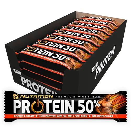 Baton proteinowy 50% ciasteczkowo śmietankowy 40g - Zestaw 24 sztuki