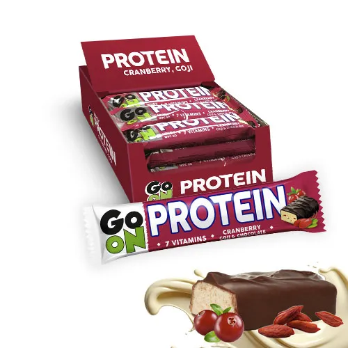 Baton proteinowy 20% GO ON żurawinowy 50g - Zestaw 24 sztuk