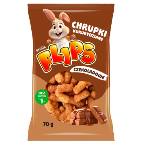 Chrupki kukurydziane Flips o smaku czekolady 70g