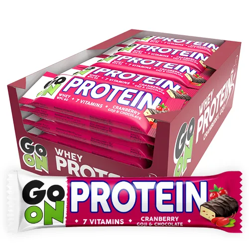 Baton proteinowy 20% GO ON żurawinowy 50g - Zestaw 24 sztuk