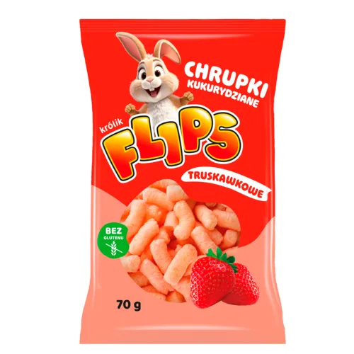 Chrupki kukurydziane Flips o smaku truskawki 70g