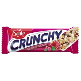 Baton Crunchy z żurawiną i maliną podlany polewą waniliową 40g