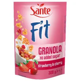 Fit Granola Truskawka  Wiśnia Bez Dodatku Cukru 300g