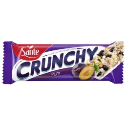 Baton Crunchy ze śliwkami podlany polewą waniliową 40g