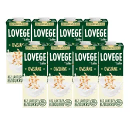 Napój Lovege Owsiany Bez Dodatku Cukru 1l bez glutenu - Zestaw 8 sztuk