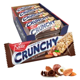 Baton Crunchy z orzechami i migdałami podlany czekoladą 40g- zestaw 25 sztuk