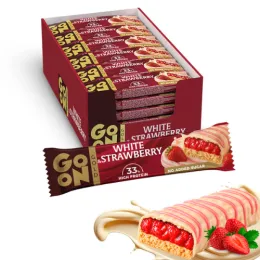 Go On Gold Baton Proteinowy White & Strawberry 45g - zestaw 24 sztuki