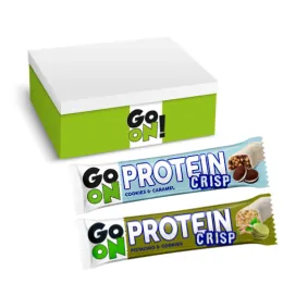 Go On Baton Proteinowy Crisp Mix Cookies & Caramel 50g/Pistacja 45g  - zestaw 18 sztuk