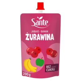 Mus Żurawina Banan Jabłko 100% B/Cukru 200g
