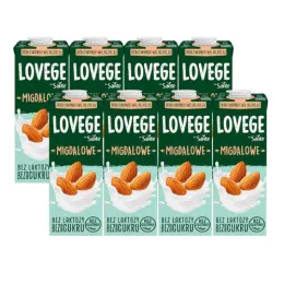 Napój Lovege Migdałowy Bez Dodatku Cukru 1l bez glutenu  - zestaw 8 sztuk