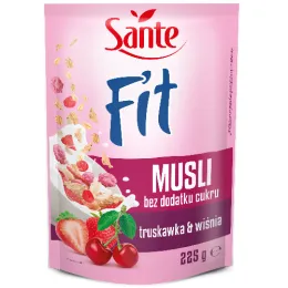 Fit Musli Bez Dodatku Cukru Truskawka Wiśnia 225g