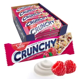 Baton Crunchy z żurawiną i maliną podlany polewą waniliową 40g- zestaw 25 sztuk